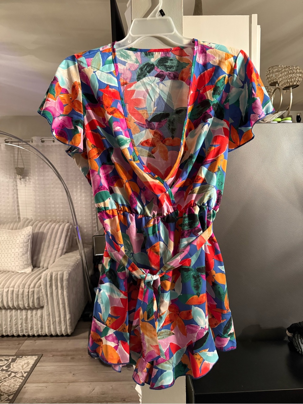 SHEIN Multicolor Floral Print V-Neck Romper